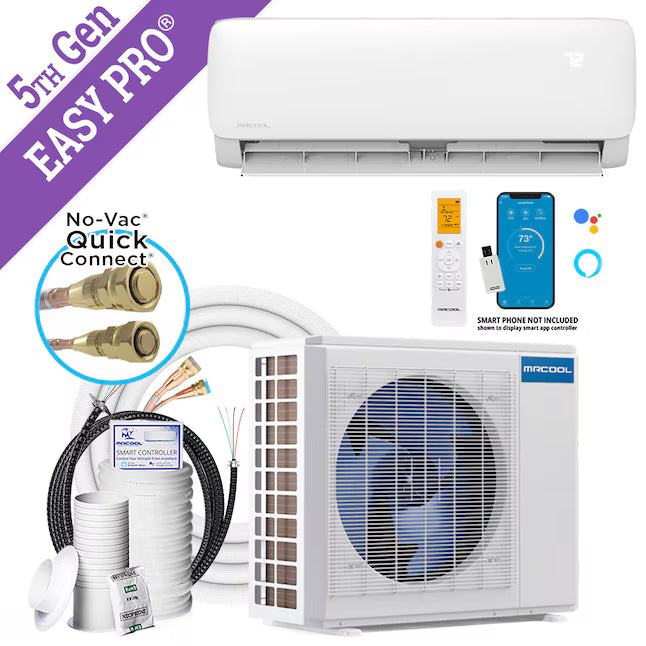 MRCOOL® EasyPro® 5th Gen 18,000 BTU Mini-Split Heat Pump System (208/230V) – Complete DIY Kit with 16 ft Fast Connection® Line Set