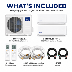 MRCOOL® DIY® 5th Gen 18K BTU 2-Zone Mini Split System with 2 × 9K Air Handlers 230V