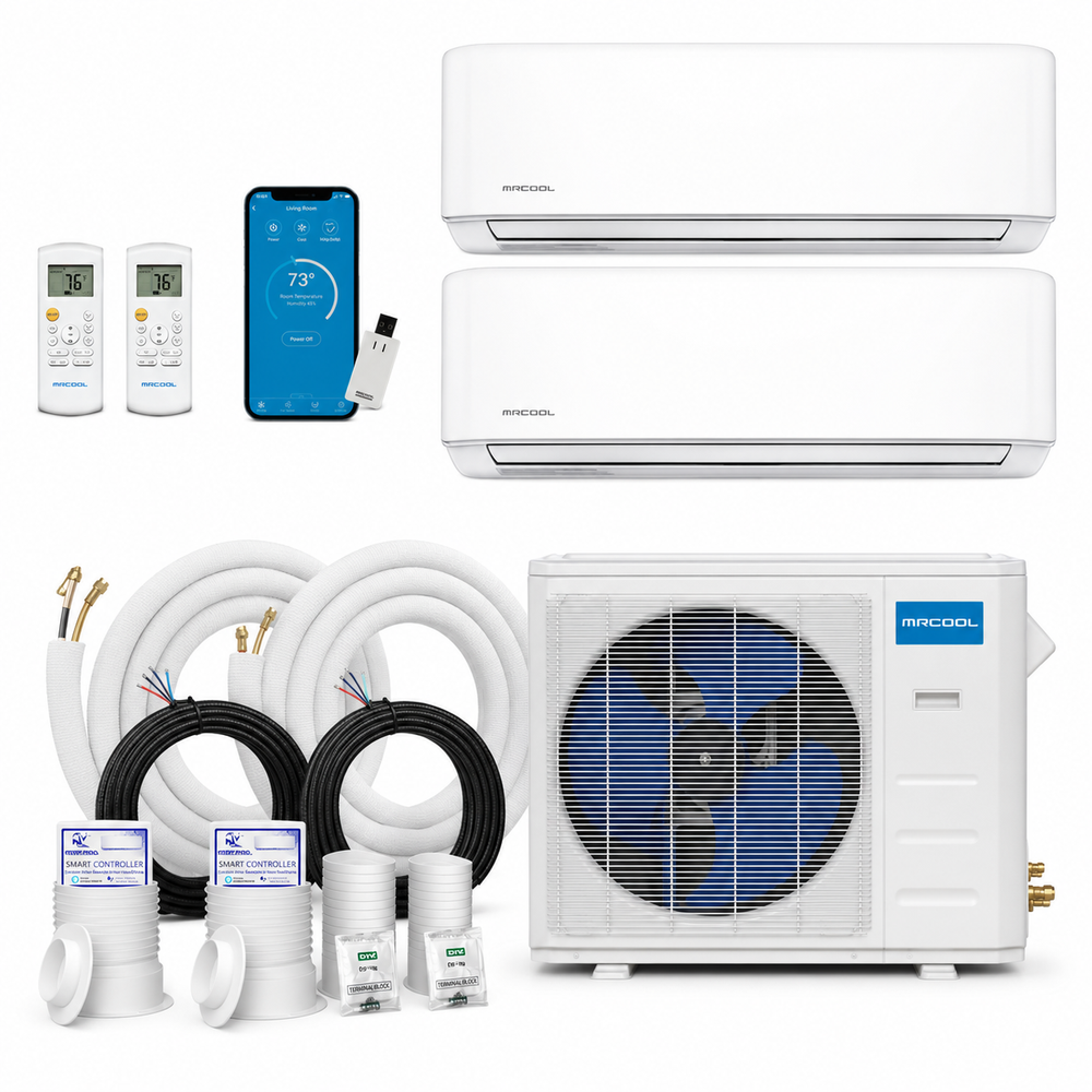 MRCOOL® DIY® 5th Gen 18K BTU 2-Zone Mini Split System with 2 × 9K Air Handlers 230V