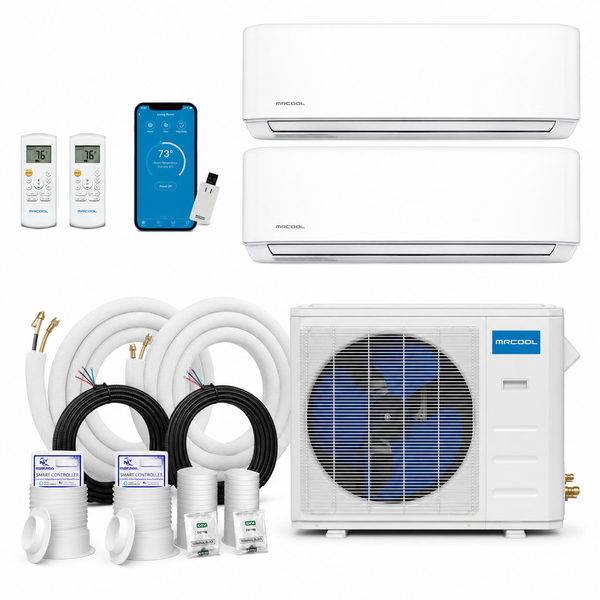 MRCOOL® DIY® 5th Gen 18K BTU 2-Zone Mini Split System with 2 × 9K Air Handlers 230V