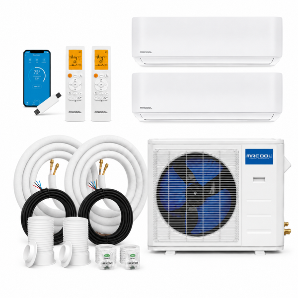 MRCOOL® DIY® 5th Gen 18K BTU 2-Zone Mini Split System with 2 × 9K Air Handlers 230V