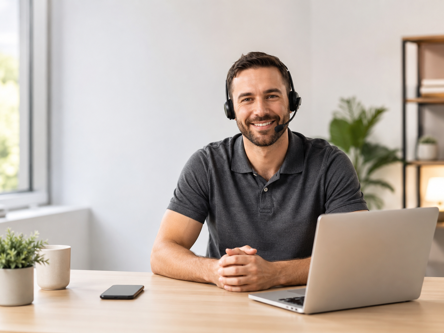 Customer support representative assisting customers online